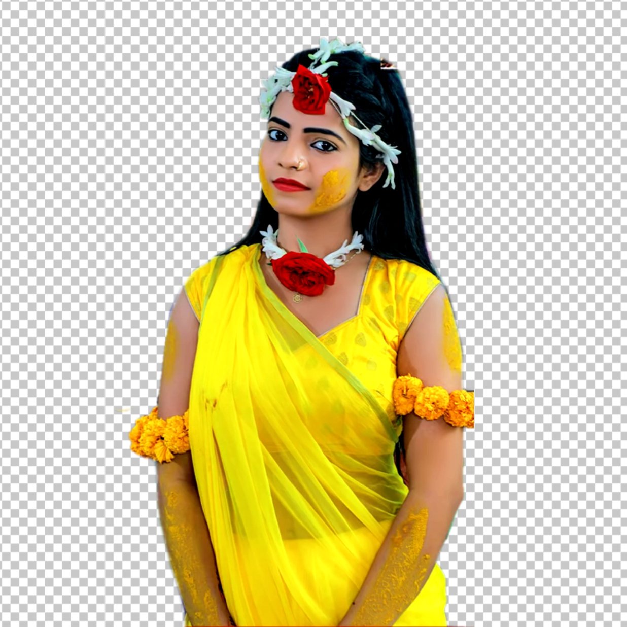 Haldi Ceremony PNG Transparent Images | sad poster haldi girl PNG image download| Sad girl png