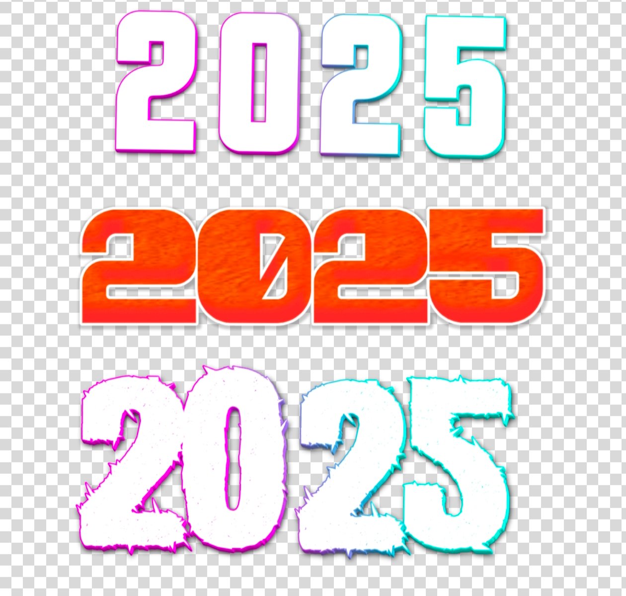 Happy New Year banner editing 2025 number text PNG images