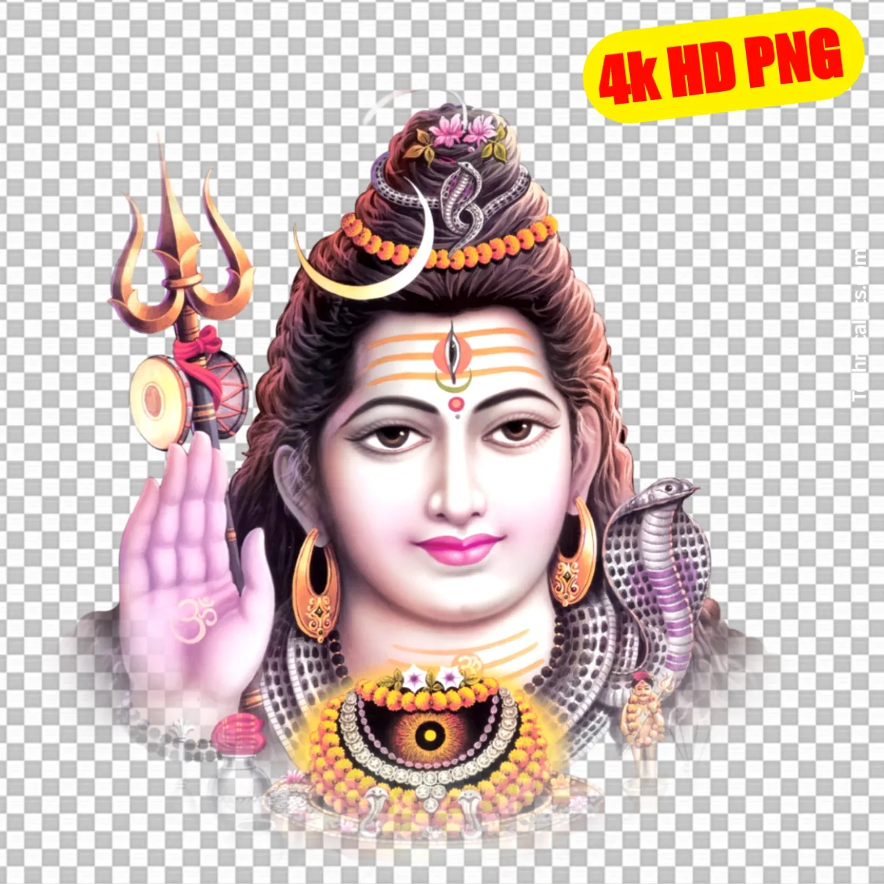Lord Shiva 4K HD PNG - Mahadev Blessing Pose with Trishul, Damru & Shivling