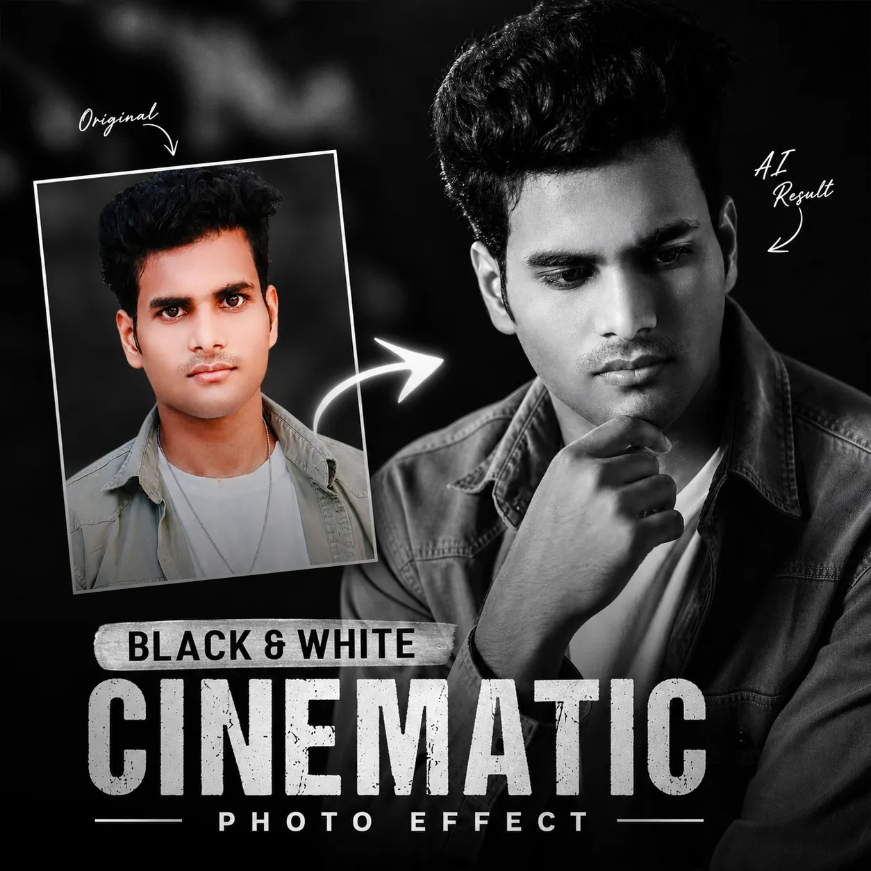 Black and White Cinematic AI Photo Prompt free | Viral Monochrome Portrait Prompt