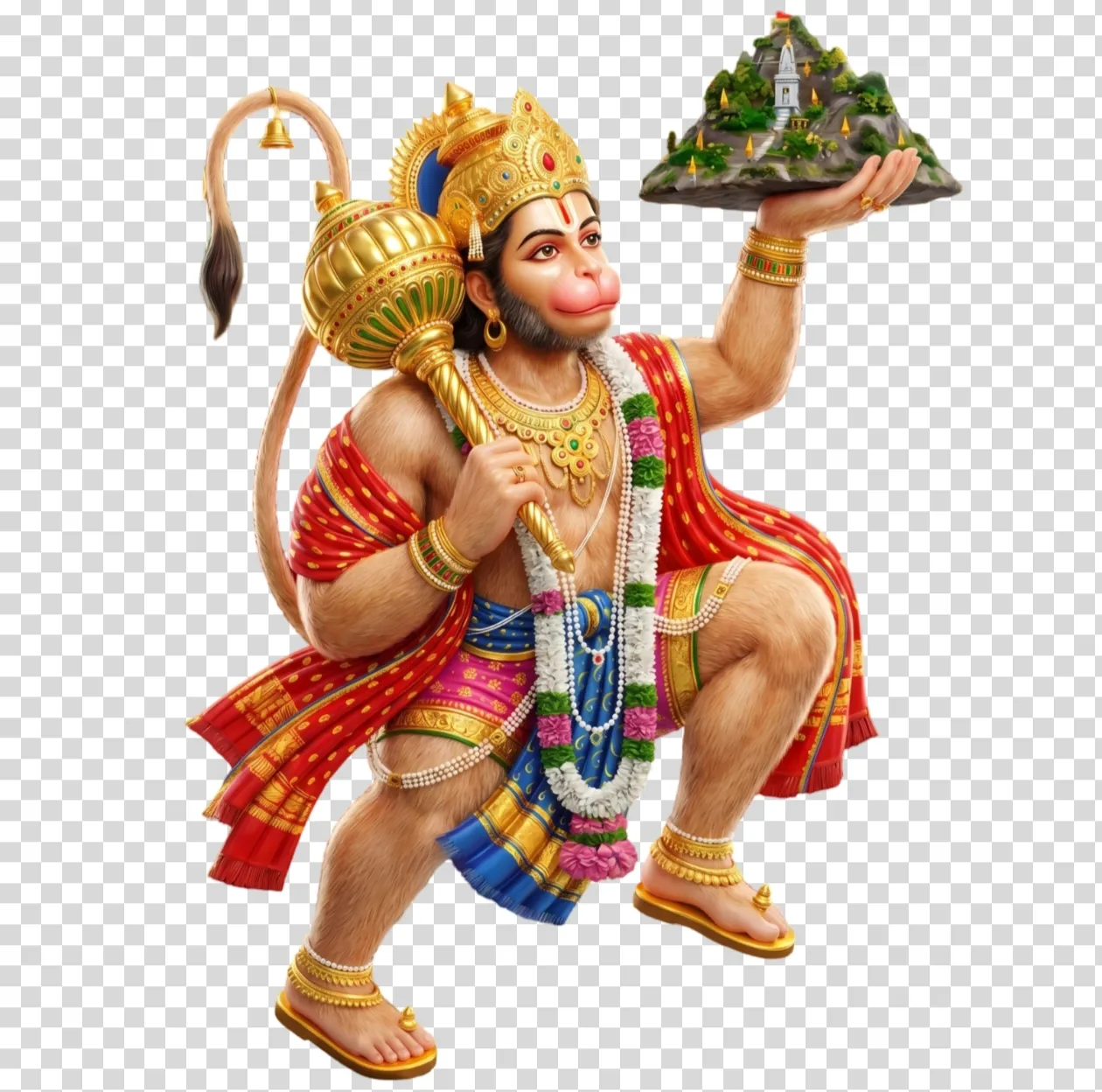 Lord Hanuman Ji Carrying Sanjeevani Mountain PNG - HD Transparent Image