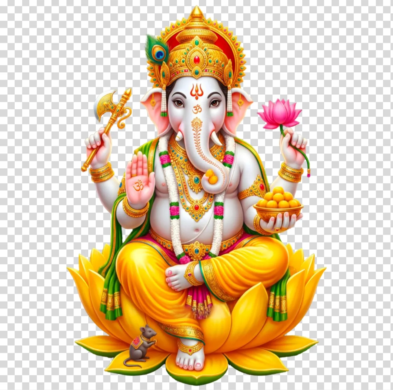 Lord Ganesha Sitting on Lotus PNG - HD Transparent Image