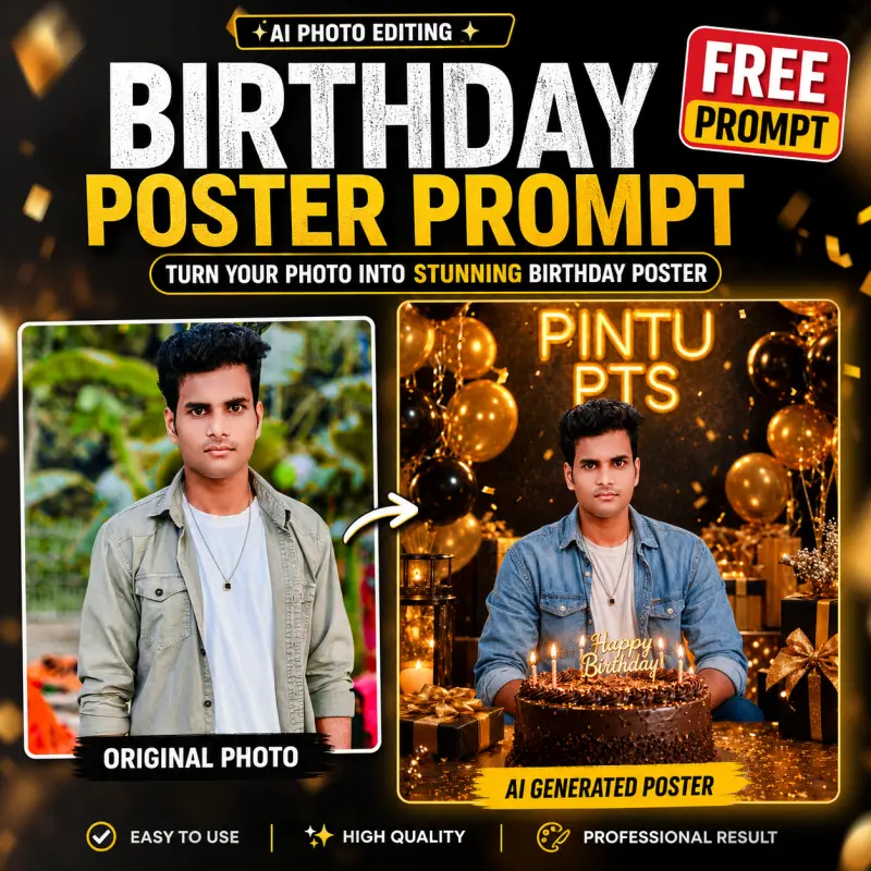Viral 3D Birthday Poster AI Prompt 2027 - Apna Face Wala Poster Banayein