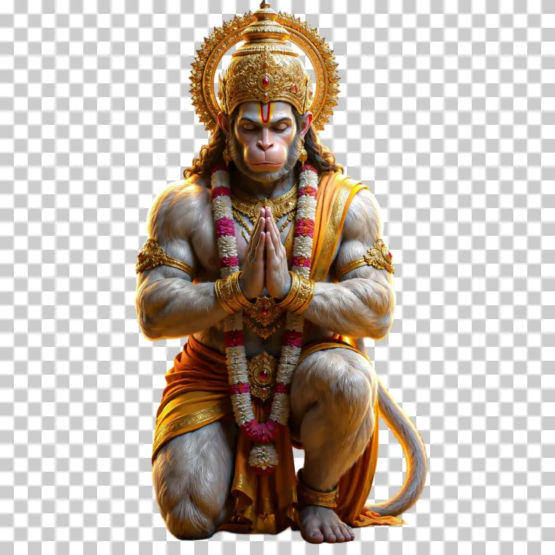 Lord Hanuman Folded Hands PNG – Devotional Hindu God Transparent Image