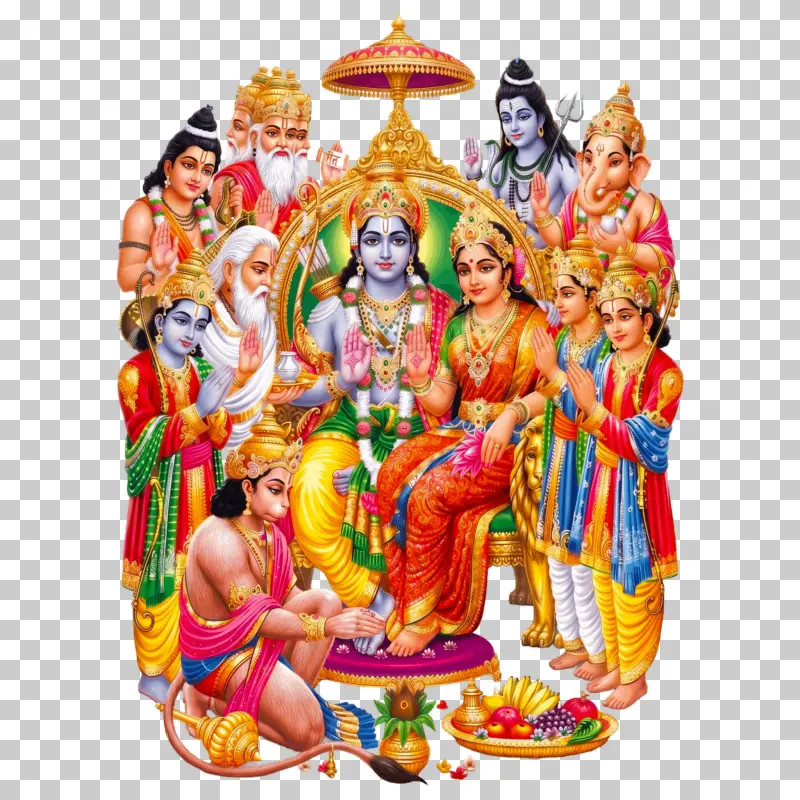 Ram Darbar PNG Image – Lord Rama, Sita, Lakshman, Hanuman HD Transparent