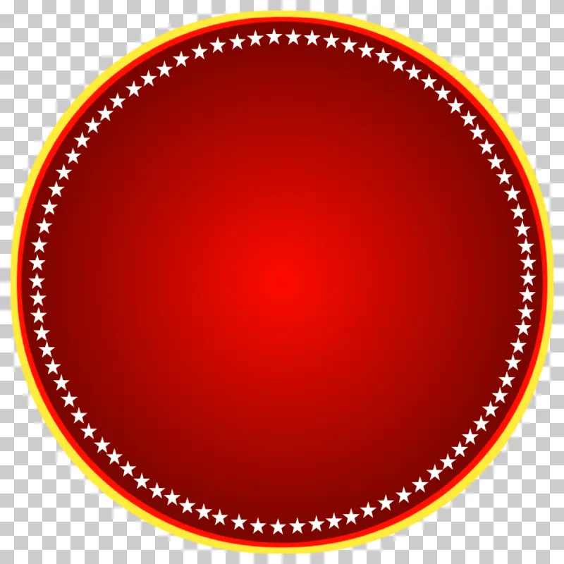 Red Circle Badge Frame with Yellow Border and White Stars - Decorative PNG