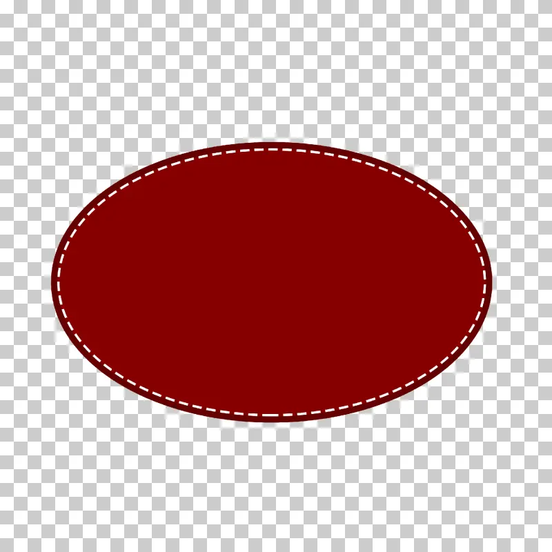 Dark Red Oval Label with White Dashed Border - Stitched Patch PNG
