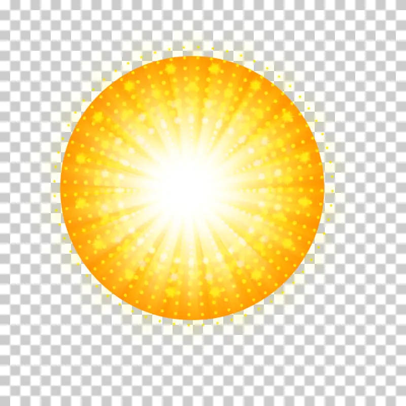 Bright Glowing Sun with Shining Rays and Sparkles - Light Effect PNG