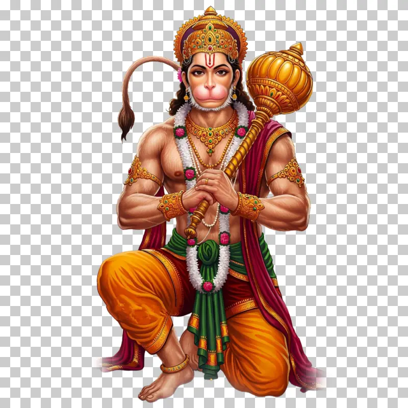 Lord Hanuman with Gada PNG – Powerful Bajrangbali Image