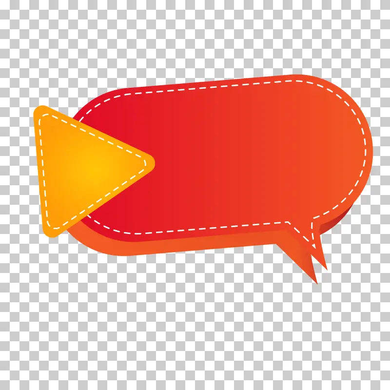 Red Speech Bubble Banner PNG - Play Button Callout with Yellow Arrow