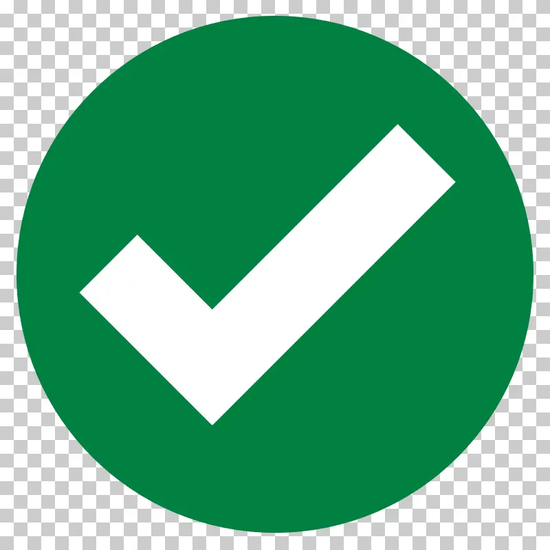 Green Check Mark Icon PNG - Round Tick Symbol Transparent Background