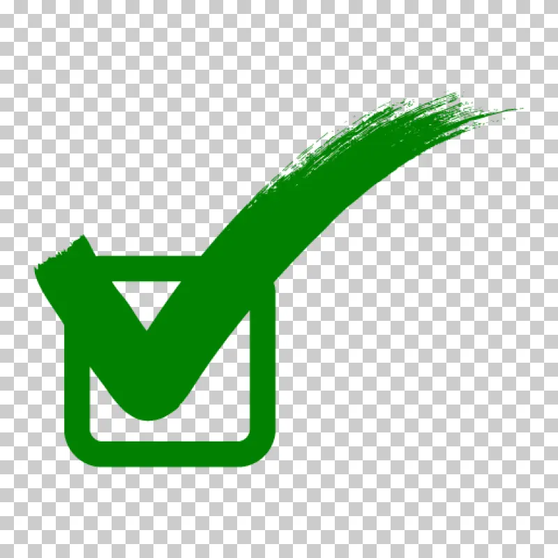 Green Check Mark Brush Stroke PNG - Tick in Box Icon Transparent Background