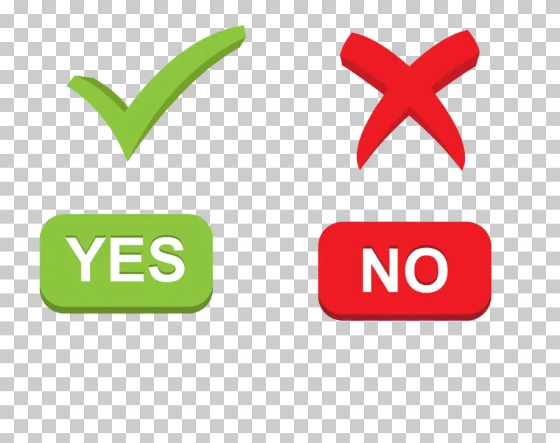 Yes No Buttons PNG - Green Check Mark and Red Cross Icons Transparent Background